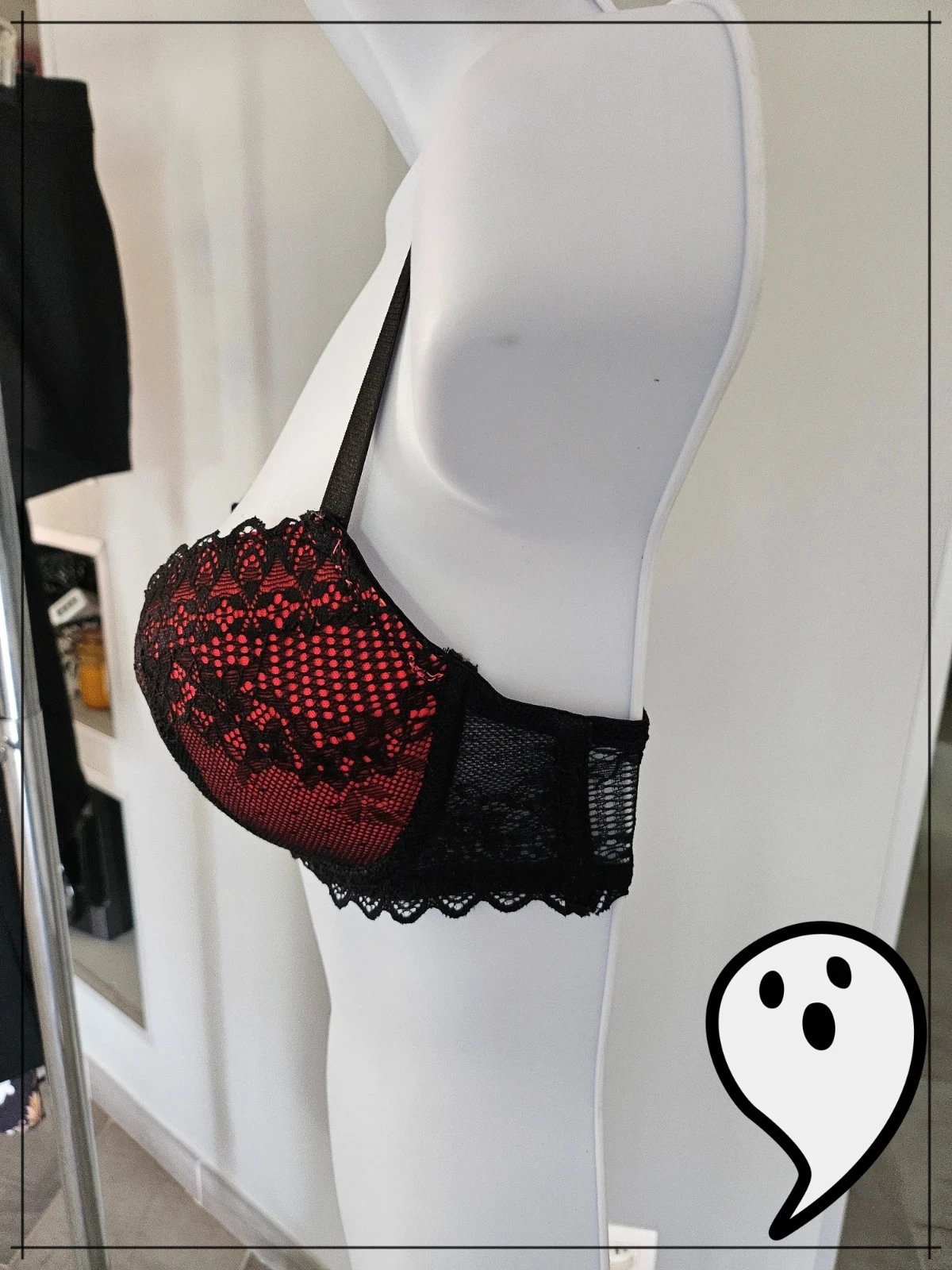 bonita lingerie manoukian preto e vermelho gótico – photo 5